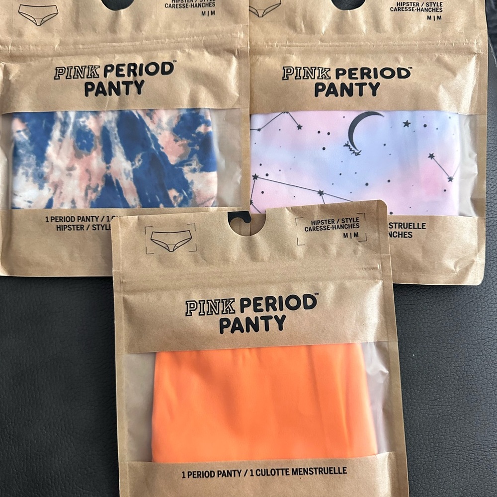 PINK Victoria's Secret Period Panty Set - Tie-Dye, Starry White, Orange